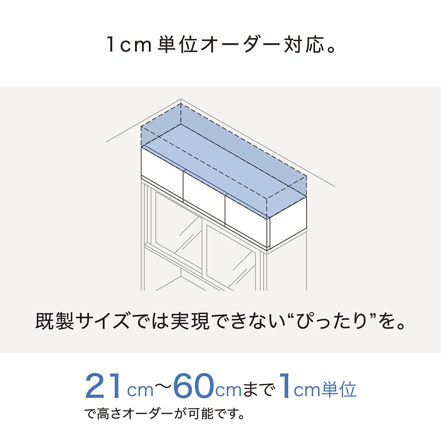 耐震パネル内蔵 上置ユニット(高さオーダー対応) スタッコホワイト 本体ホワイト 幅1400mm 高さ210mm〜600mm