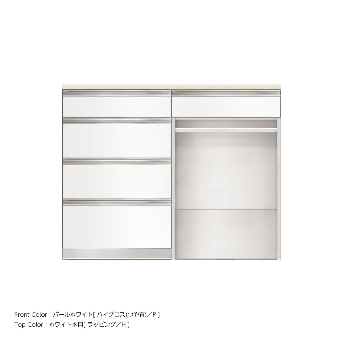 SW キッチンカウンター 幅120cm 高さ96.3cm（4段引出し 幅60cm + 引出し+オープン 幅60cm）