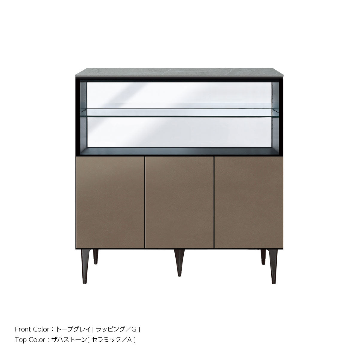 AKOページ 綾野製作所 ゼノノワール 幅90cm サイドボード 板扉 オープン棚