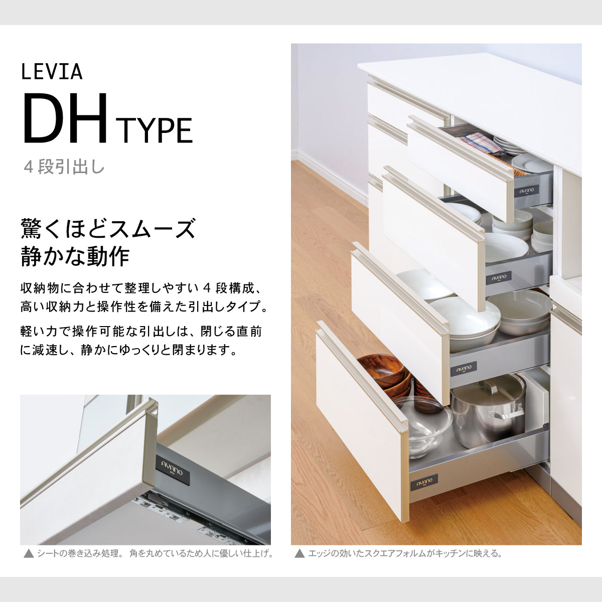 高さ903mm 4段引出し 下キャビネットユニット｜VW